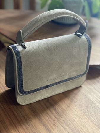 Neue kleine Brunello Cucinelli Tasche shopper Wildleder
