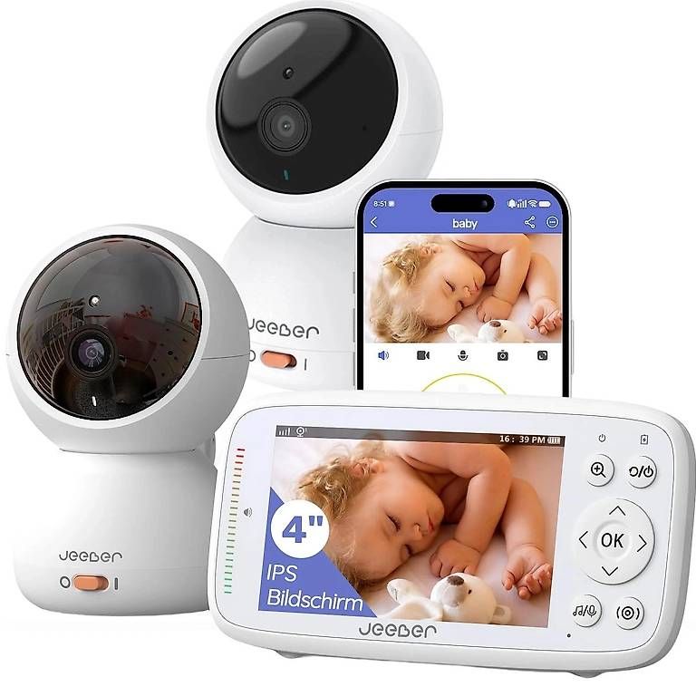Babyphone: jeeber Babyphone mit 2 Kamera 2K mit 4" Farbdisplay 500m – Nuovo (secondo la descrizione) da Kreuzlingen venduto da Best-Deal-Oase