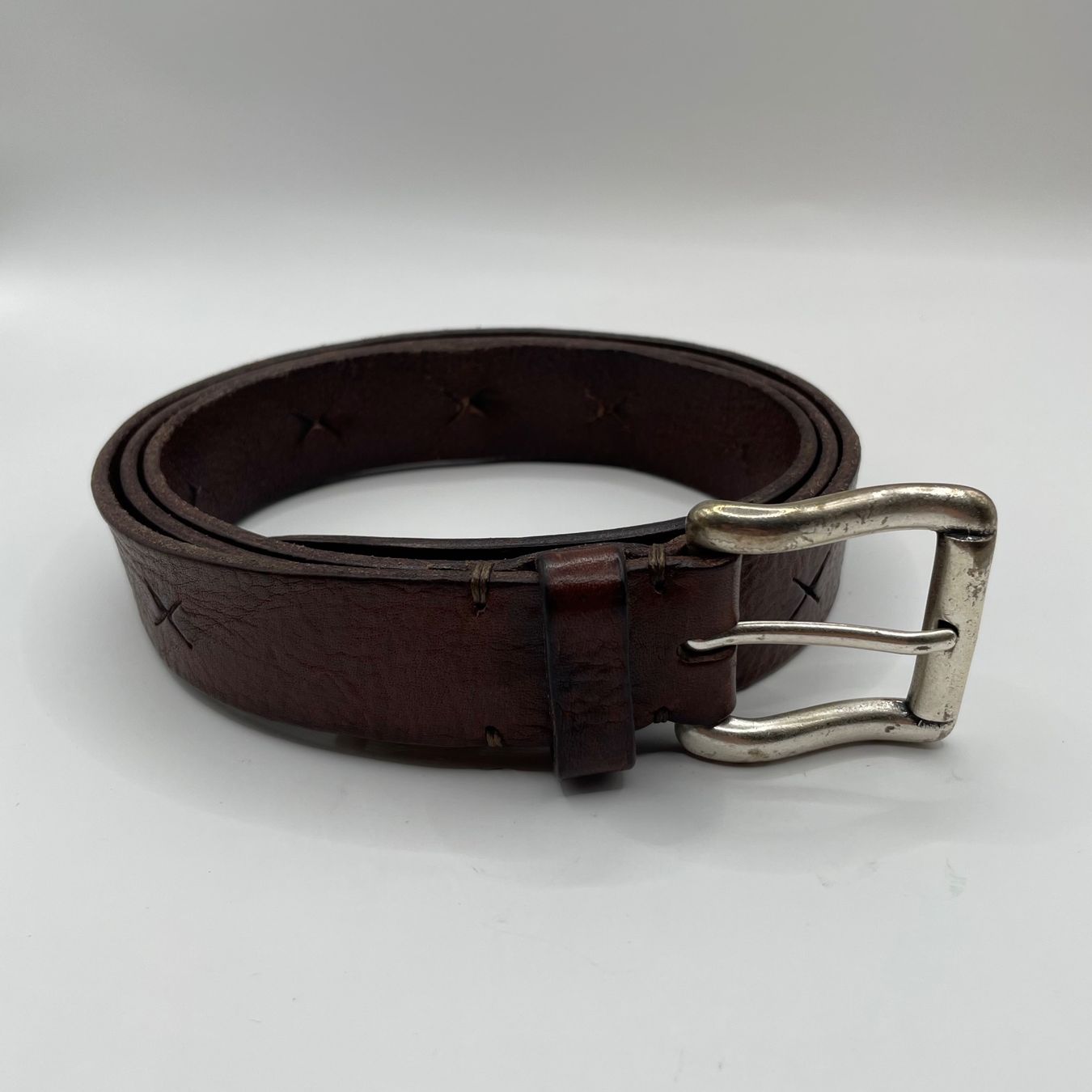 Cinture: POST & CO Firenze Vintage Leder Gürtel Braun Solid Brass 120 – Usato da Bubikon venduto da SwissSecondLife
