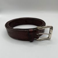 POST & CO Firenze Vintage Leder Gürtel Braun Solid Brass 120