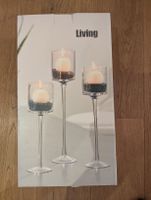 Teelichthalter Set 3 Stck Glas neuwertig 30cm 35cm & 40cm