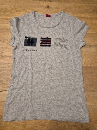 S.Oliver T-Shirt, Gr. 152, Grau mit Pailletten
