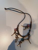 Kette Messing, bunte Perlen Modeschmuck