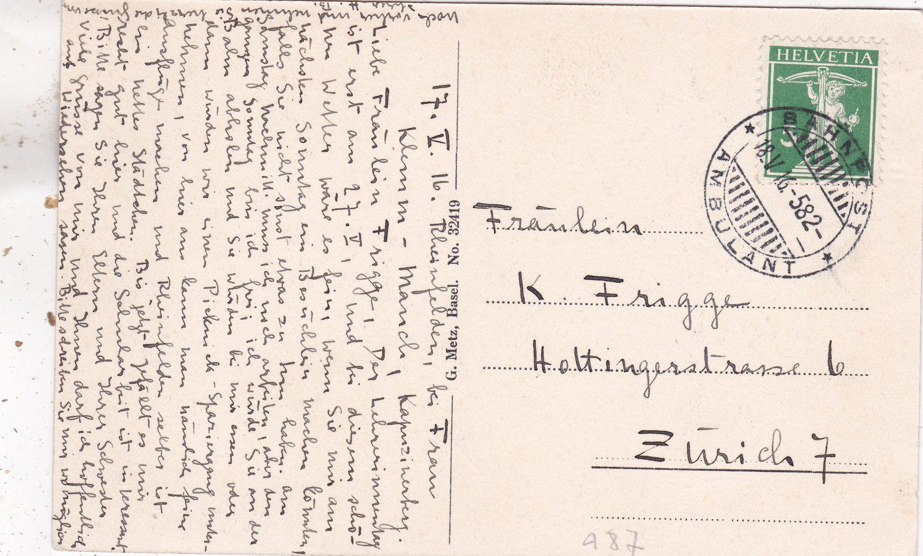 Cartoline postali: Rheinfelden Messerturm 1916 – Usato da Herisau venduto da Lisegrat2008 1