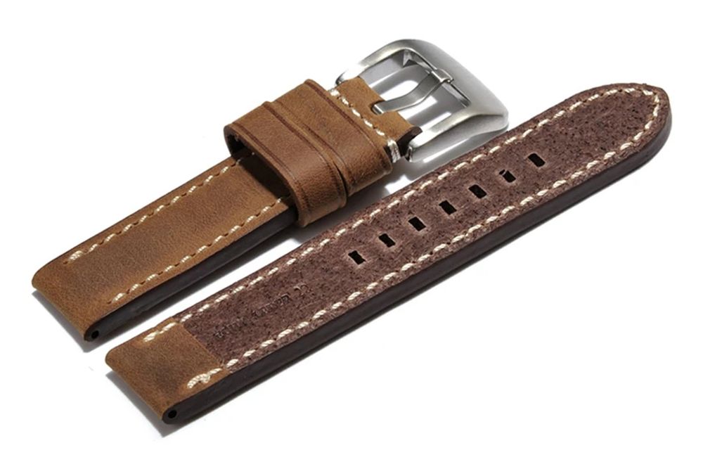 Bracciali & Braccialetti: Uhrenarmband extra stark Leder Vintage 24mm hellbraun – Nuovo e nell'imballaggio originale da Wittenbach venduto da uhrenzubehoer24 1