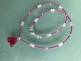 Rubin, Pink Howlith, Swarovski Collier