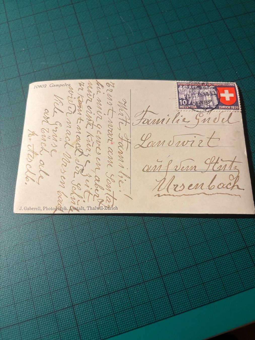Ansichtskarten: AK GAMPELEN 1939. – Gebraucht aus Utzenstorf von Rose0303 2