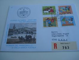 Brief Tag der Briefmarke Vevey 1984, Satz Juventute