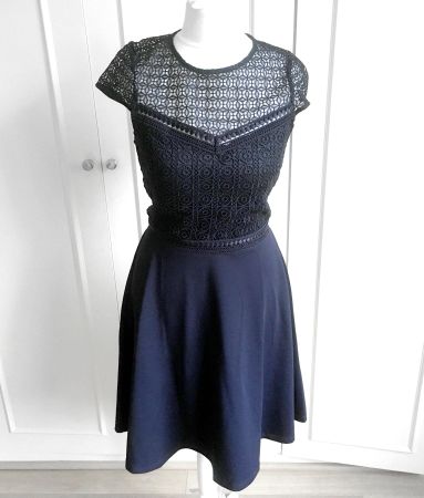 H&M Robe Bleue Patineuse Manches Courtes - Taille XS - NEUF