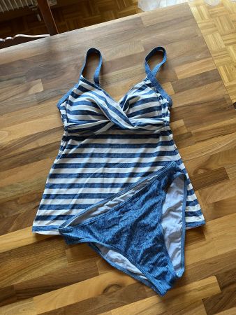Tankini Streifen Blau Weiss Grösse 36