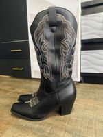 Schwarze Cowboystiefel, Gr. 38 NEU