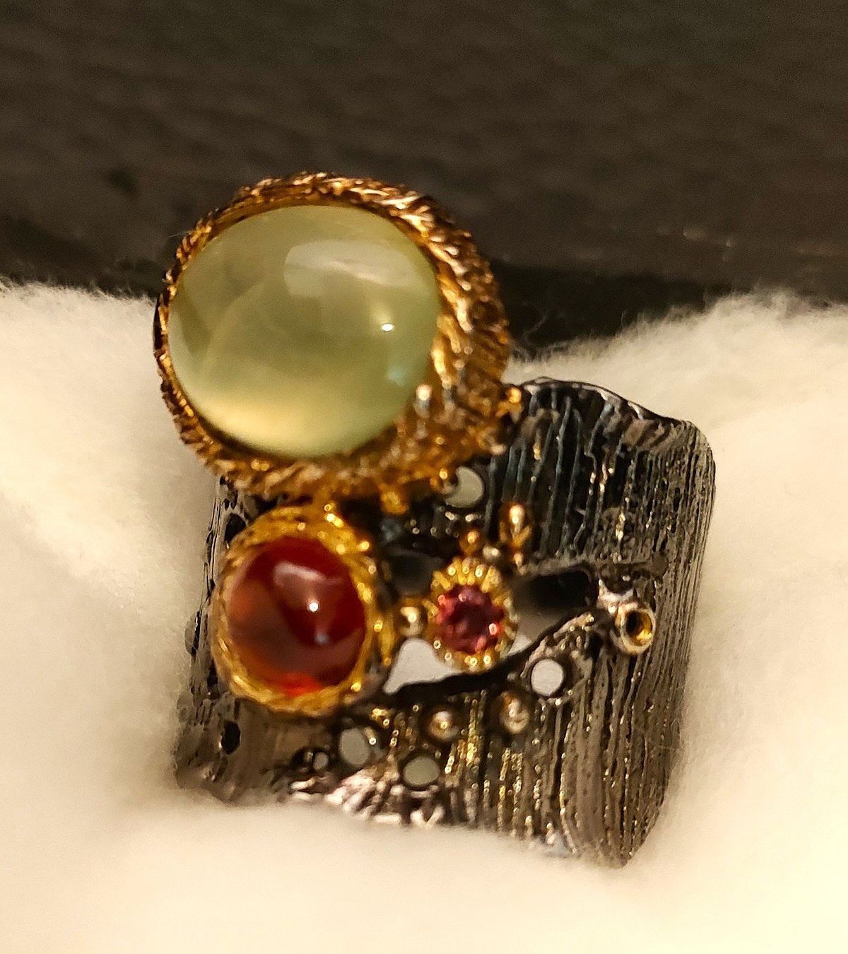 Ringe: kunstvoller Statement-Ring Silber 925 mit Steinen - Unikat – Gebraucht aus Ruggell von Zuza888