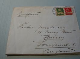 Brief 1927, nach England, Doppelfrankatur