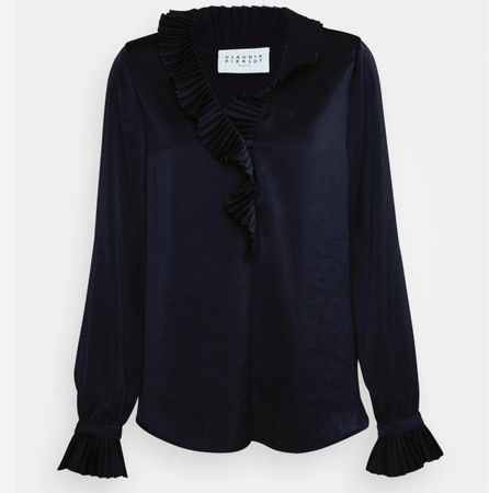 Claudie Pierlot Bonaire Bluse mit Rüschen FR40, Marine