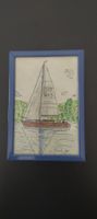 Original Zeichnung Segelboot Motiv Segelschiff Kunst