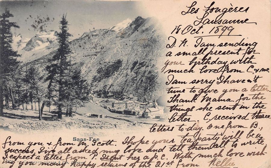 Cartoline postali: Saas-Fee, Vorläufer, gelaufen 1899 – Usato da Frauenfeld venduto da POML
