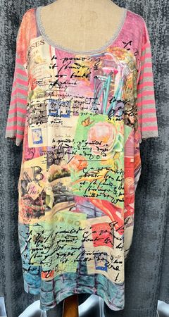 T-Shirt Gr.48/50 Grau-Rosa Muster von Apricot!