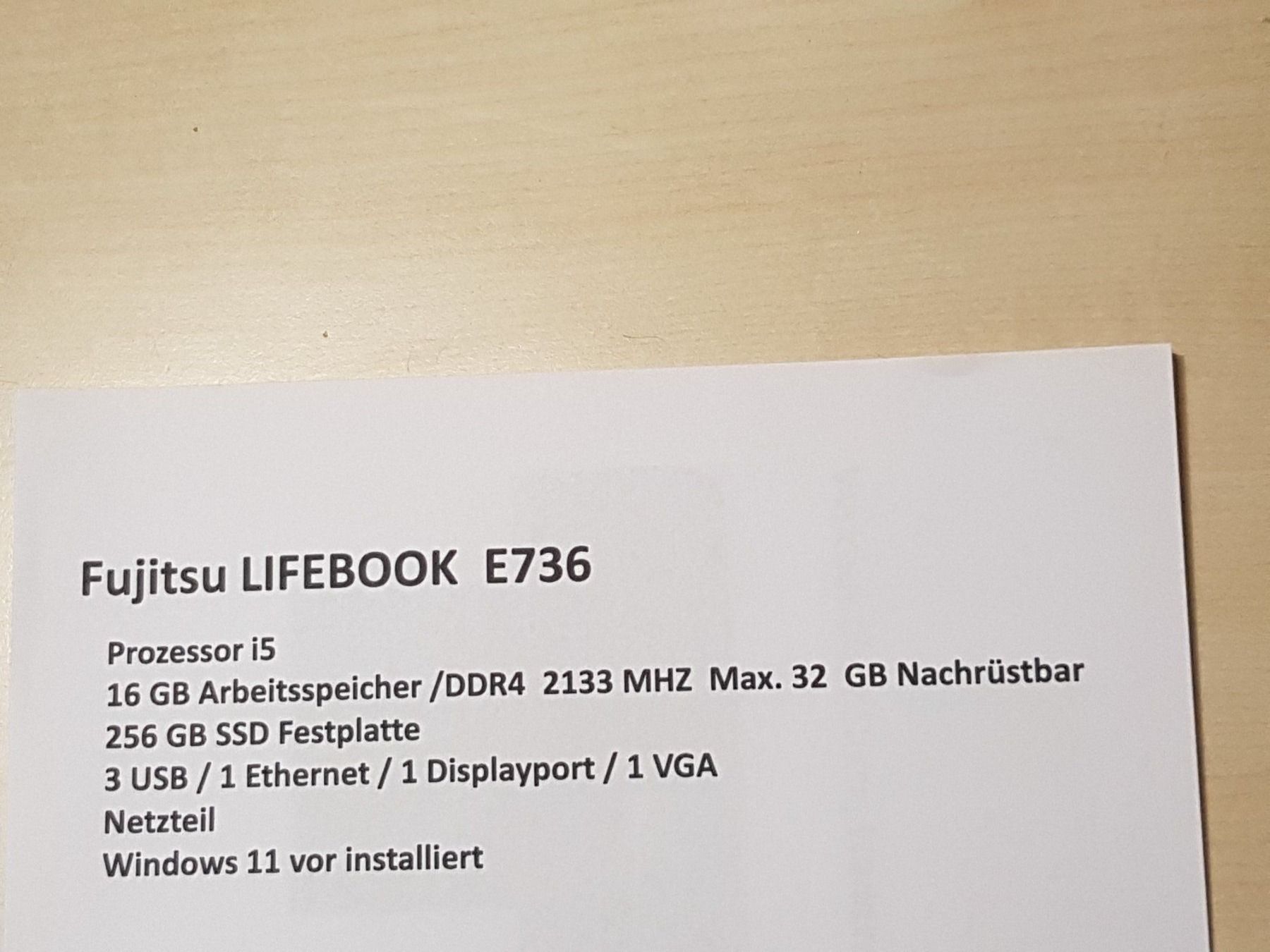 Fujitsu Notebooks: Fujitsu LIFEBOOK E736 (Laptop) – Gebraucht aus Reutigen von DONDON55 2