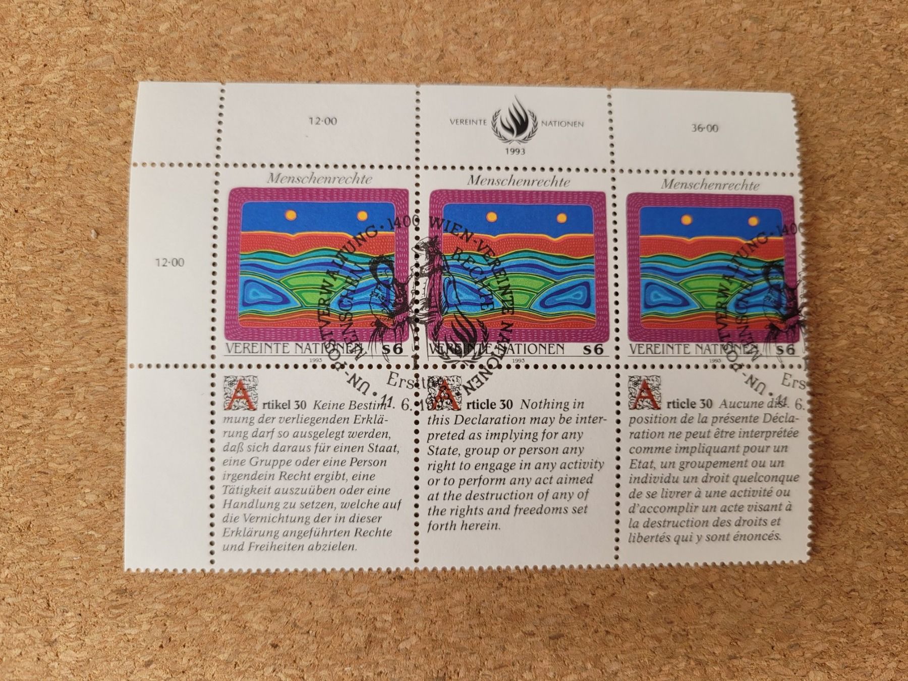 Tutti i francobolli: Menschenrechte 1993 – Usato da Inwil venduto da Flower2325