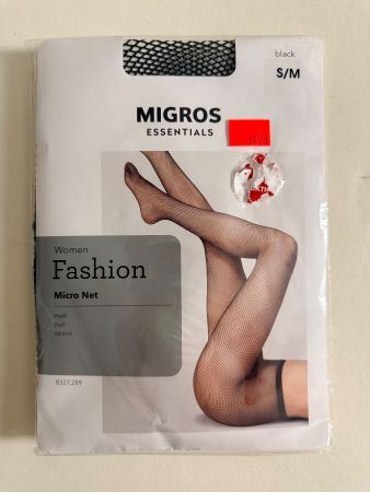 MIGROS Essentials, Netzstrumpfhose, Grösse S/M, Schwarz