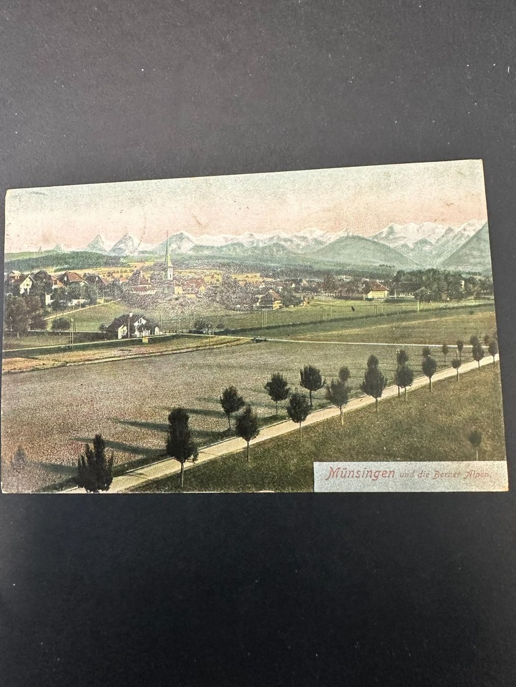 Ansichtskarten: Münsingen mit den Berner Alpen – Gebraucht aus Lyssach von Zsag