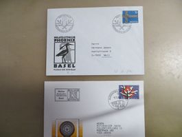 2 gelaufene Briefe Philatelisten Basel 1985+86