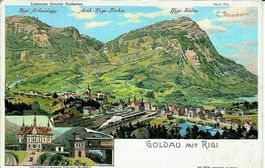Goldau SZ Steinmann Litho, Bahnhof 1900 sehr gut erhalten