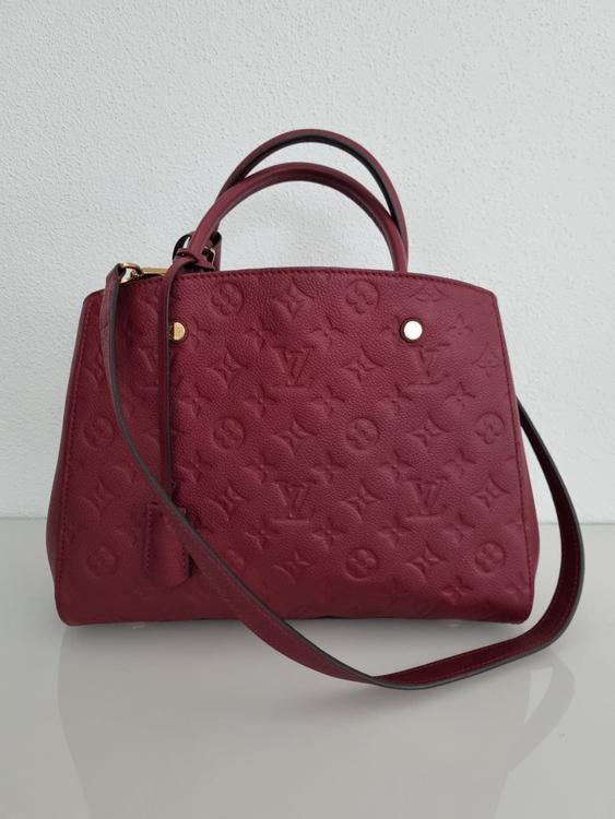 LOUIS VUITTON Montaigne MM Monogram Empreinte Shoulder Bag Raisin