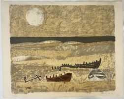 FEDERICO RIGHI (1908-1986) "BOOTE AM UFER"