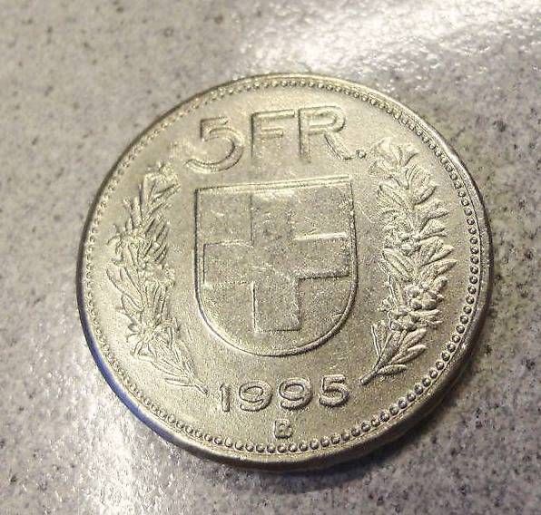 Tutti le monete: 5 Franken 1995 FEHLPRÄGUNG – Usato da Bleienbach venduto da Mineral_Antik57 1
