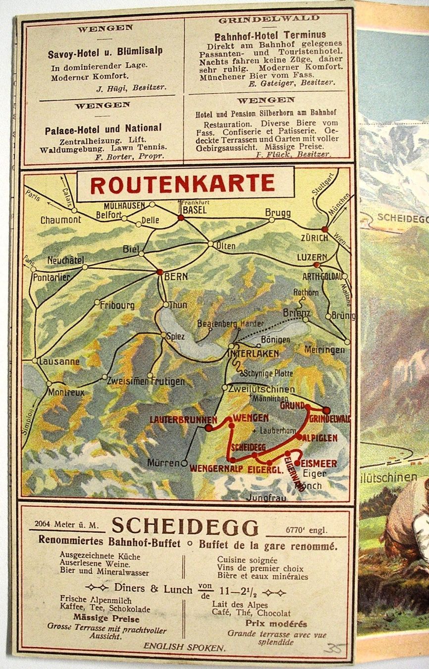 Dokumente: 1908, Prospekt & FahrPlan der WENGERNALPBAHN – Gebraucht aus Oberhofen am Thunersee von luuping99 3