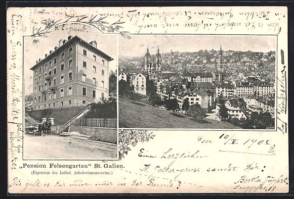 Cartoline postali: St. Gallen, Pension Felsengarten, Teilan – Usato da Berlin venduto da bartko-reher