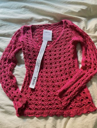 Pink Crochet Poète Longsleeve Top NEW