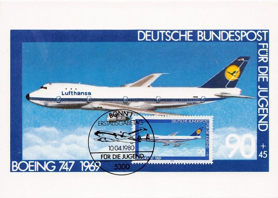 Cartoline postali: Maximumkarte Deutsche Post Boeing 747 1969 – Usato da Frauenfeld venduto da POML