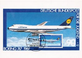 Maximumkarte Deutsche Post Boeing 747 1969