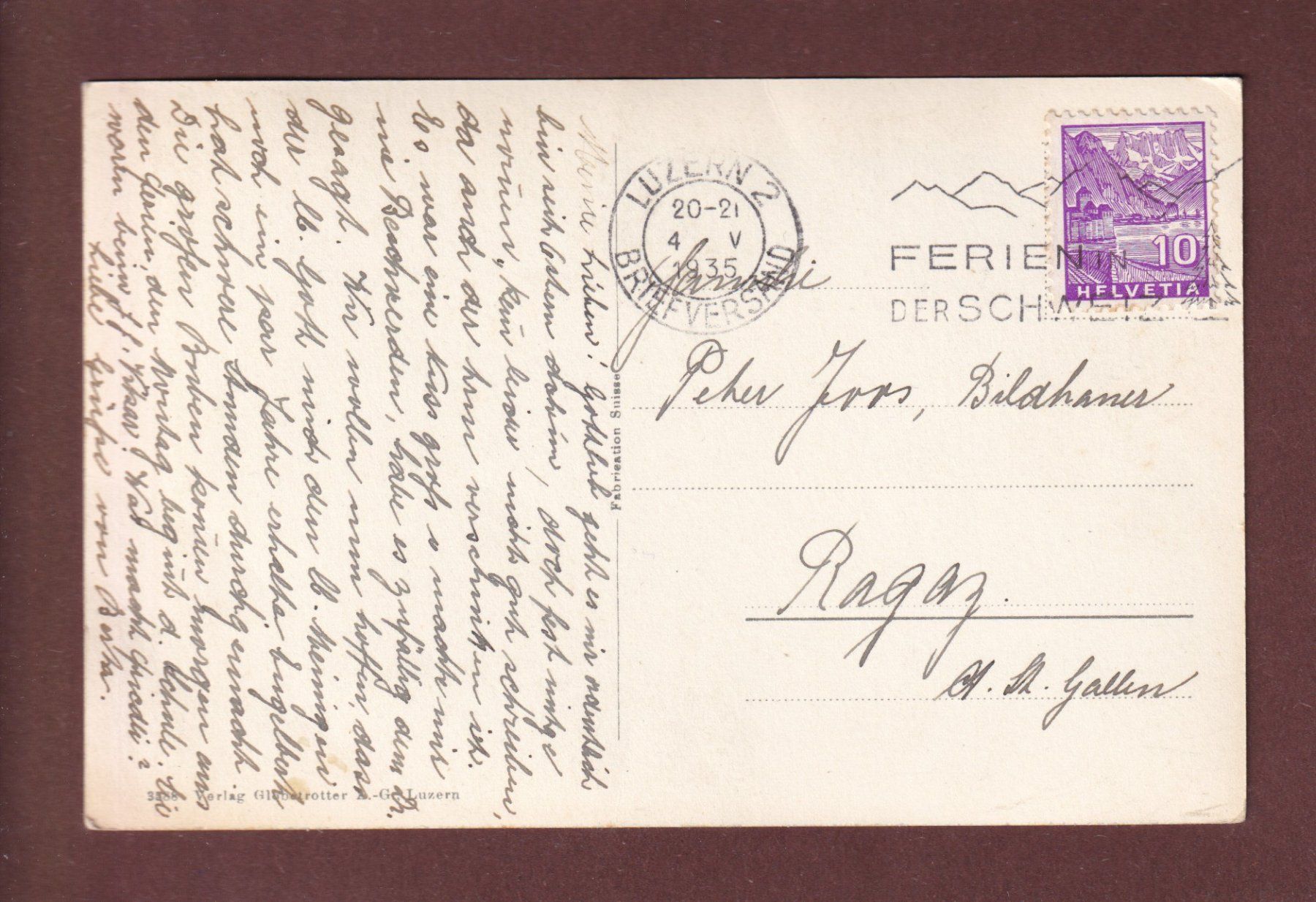 Cartoline postali: LUZERN - Wagenbachbrunnen - 1935 – Usato da Pully venduto da nicecards-shop 1