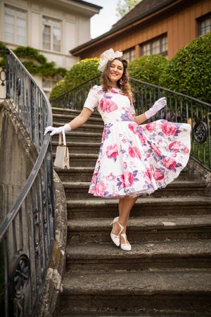Vintage styl floral Dress Summer Garden Parties - Size S