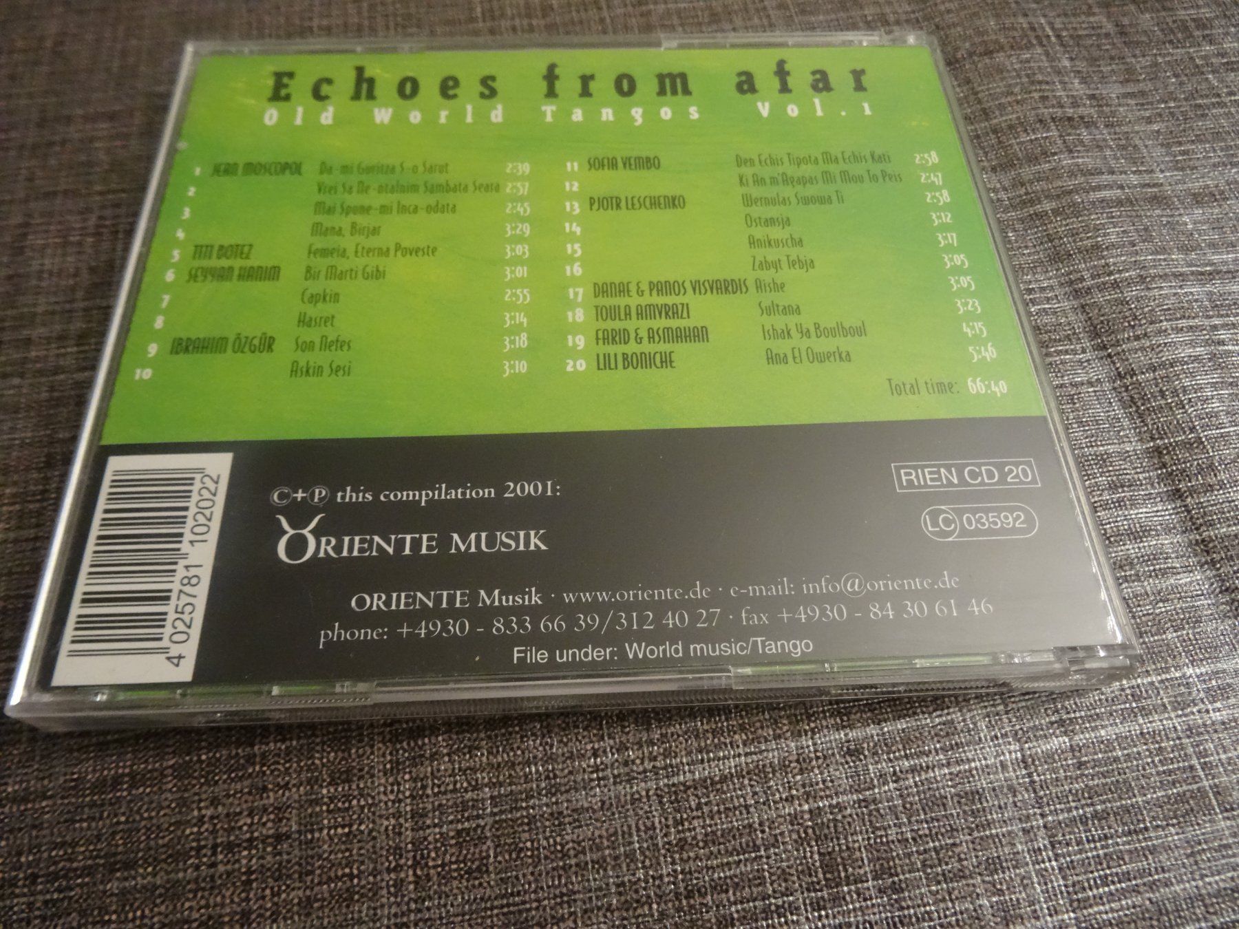 CDs: CD - Echoes from afar - Old World Tangos Vol. 1 – D'occasion à Olten par Disc-Ausverkauf 1