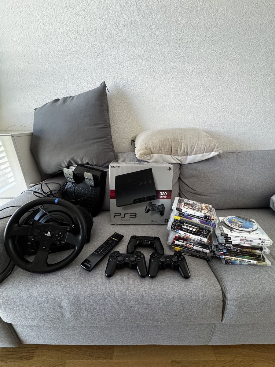 PS3 Mega-Bundle: Konsole 26 Spiele Lenkrad & 3 Controller (Gebraucht ...