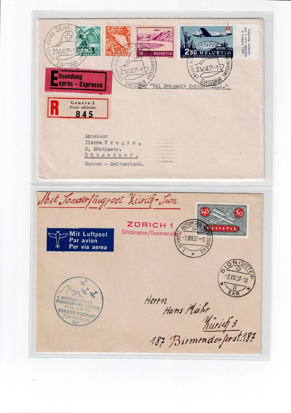 Alle Briefmarken: Schweiz, 9 Flugpostbelege 2 – Gebraucht aus Hinteregg von McCharly01 5
