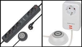 Steckdosenleiste + Einzeldose jew. m Schalter + 2 CH Adapter