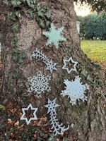 Weihnachtsdekoration - 7 Sterne - Glitzer - weiss,silber neu