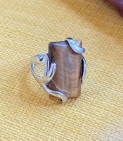 Anello argento 925 con pietra occhio di tigre rettangolare