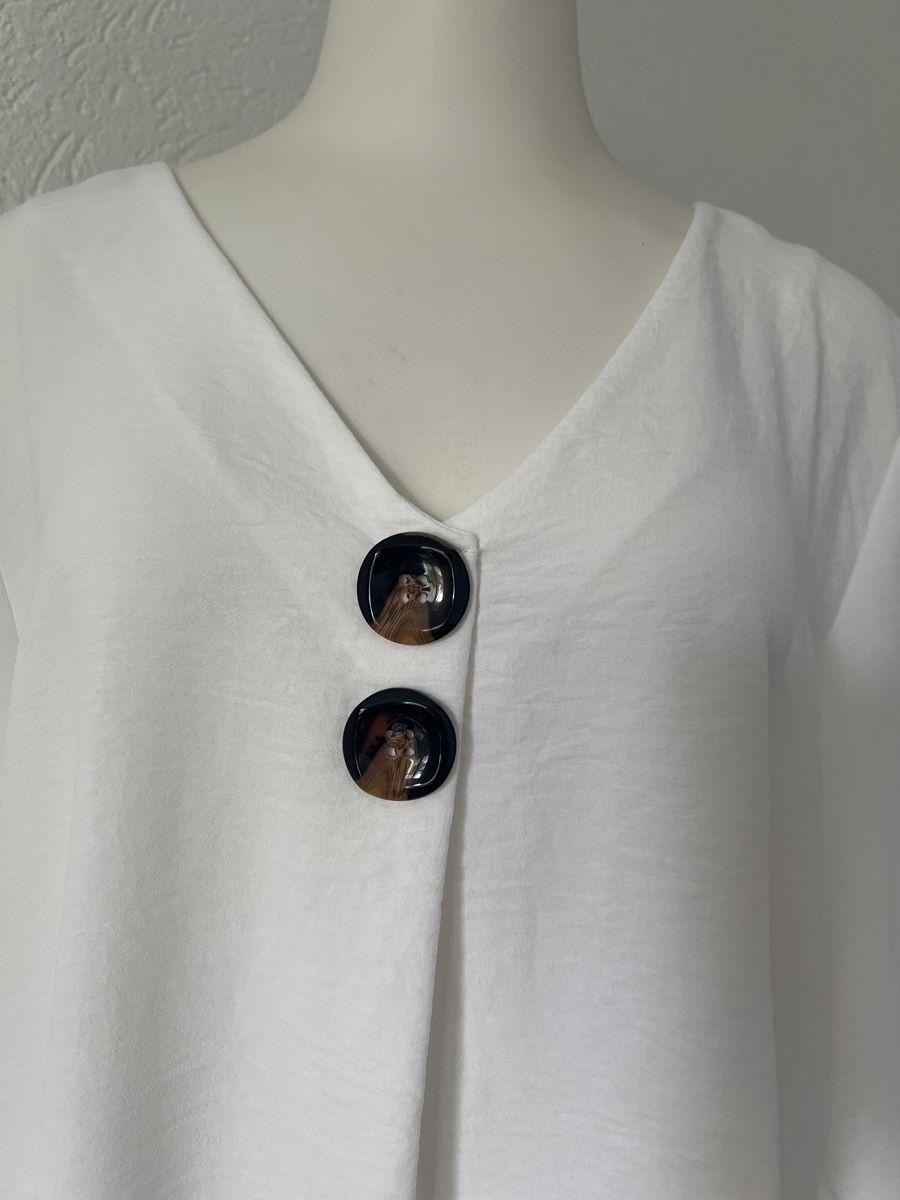Camicette: Weisse Sommerbluse mit Knöpfen Gr. L  – Nuovo (secondo la descrizione) da Seon venduto da Sunny-Schmuck78 2