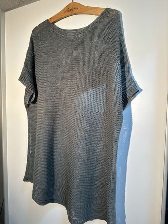 Peter Hahn Damen-Leinenshirt Grau/Oliv Gr. 48