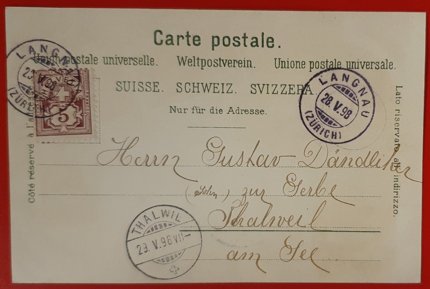 Cartoline postali: Gruss aus Langnau 1898 – Usato da Kreuzlingen venduto da Rschweiz1 1