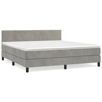  Boxspringbett mit Matratze Hellgrau 160x200 cm Samt