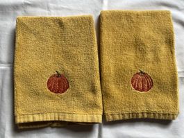 19) 2x Autumn Pumpkin Embroidered decorative Hand Towels new