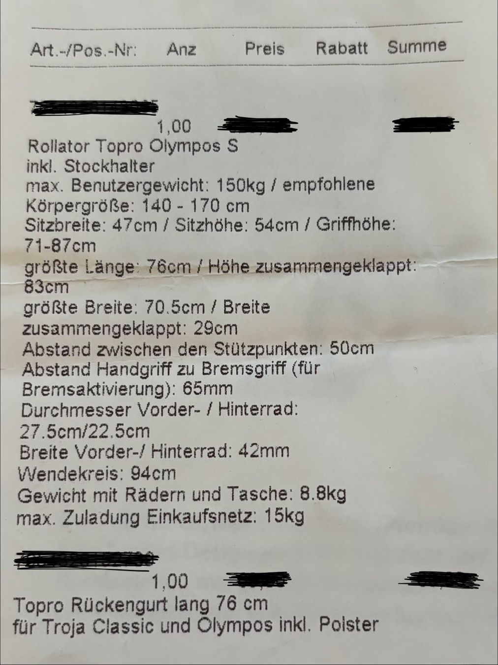 Aides à la marche: Rollator Topro Olympos S – D'occasion à Dinhard par sunys 9