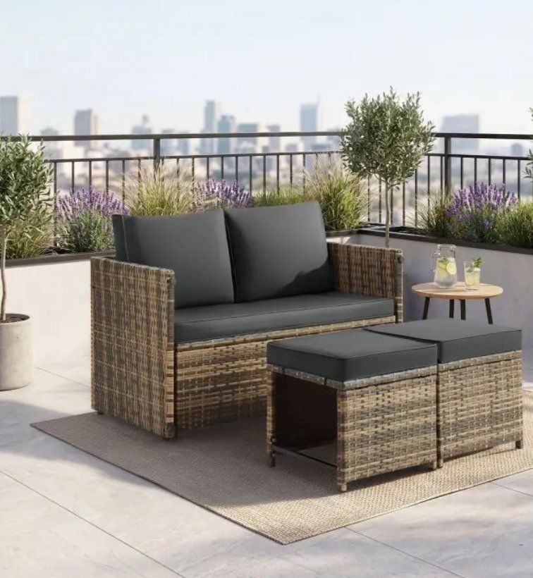 Sofas: 2-in-1-Rattanlounge-Set Monopoli – Neu (gemäss Beschreibung) aus Steinhausen von Retourenprofis